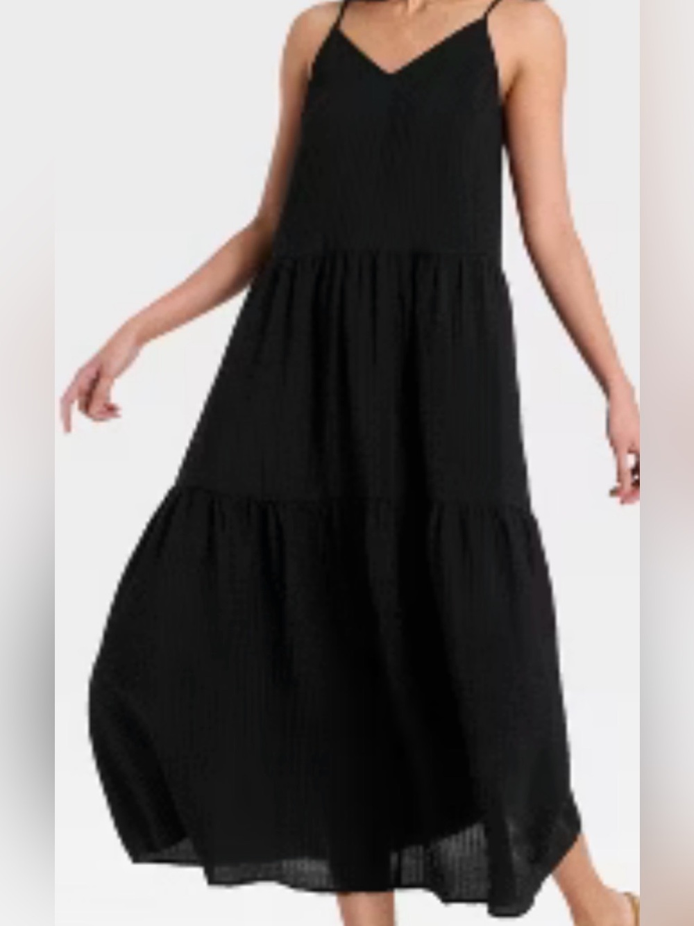 Black Tiered Spaghetti-Strap Maxi Dress